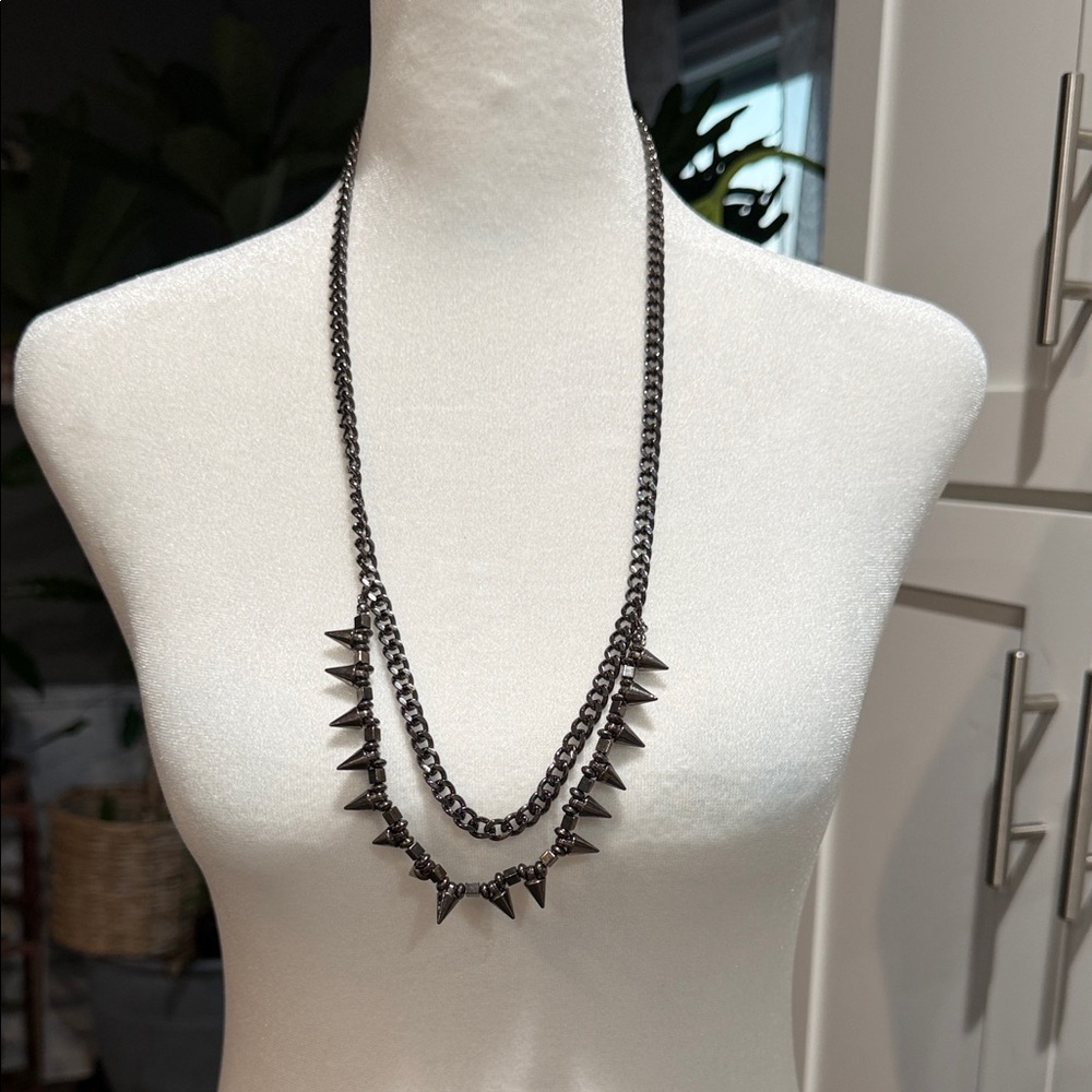 Black Spike Layered Necklace